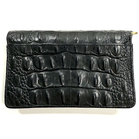 Brahmin Debra Pecan Melbourne Genuine Leather Croc Embossed Wallet Black - Picture 7 of 16